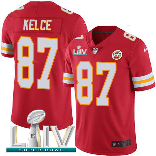 Kansas City Chiefs Nike #87 Travis Kelce Red Super Bowl LIV 2020 Team Color Youth Stitched NFL Vapor Untouchable Limited Jersey
